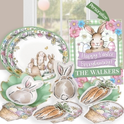 50% OFF: Dainty Easter PERSONALIZED Complete Dinner Kit for 16